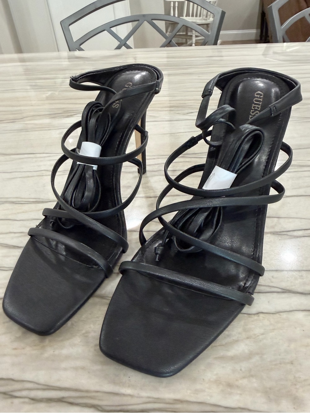 GUESS Black Multi-Strap Stiletto Heels
